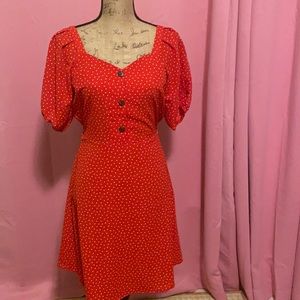 Red & white pot-a-dot dress